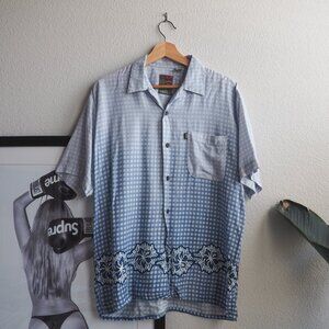 Pineapple Connection Hawaiian Shirt Men's Size Small Blue Floral Ambre Design